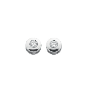 9ct White Gold 0.30ctw Rubover Set Diamond Stud Earrings