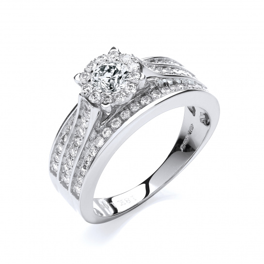 18ct White Gold 1.00ct Diamond Dress Ring - Yakova