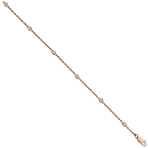 18ct Rose Gold 0.20ct Diamond by the yard Rubover Bracelet
