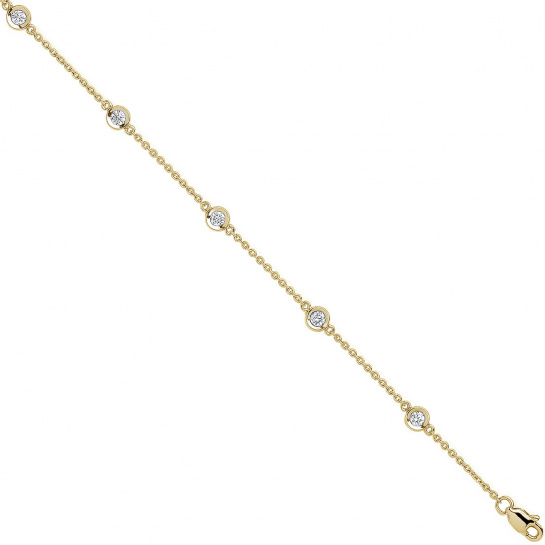 DBR0098 18ct Yellow Gold 0.40ct Diamond by the yard Rubover Bracelet