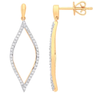 9ct Yellow Gold 0.29ct Diamond Drop Earrings
